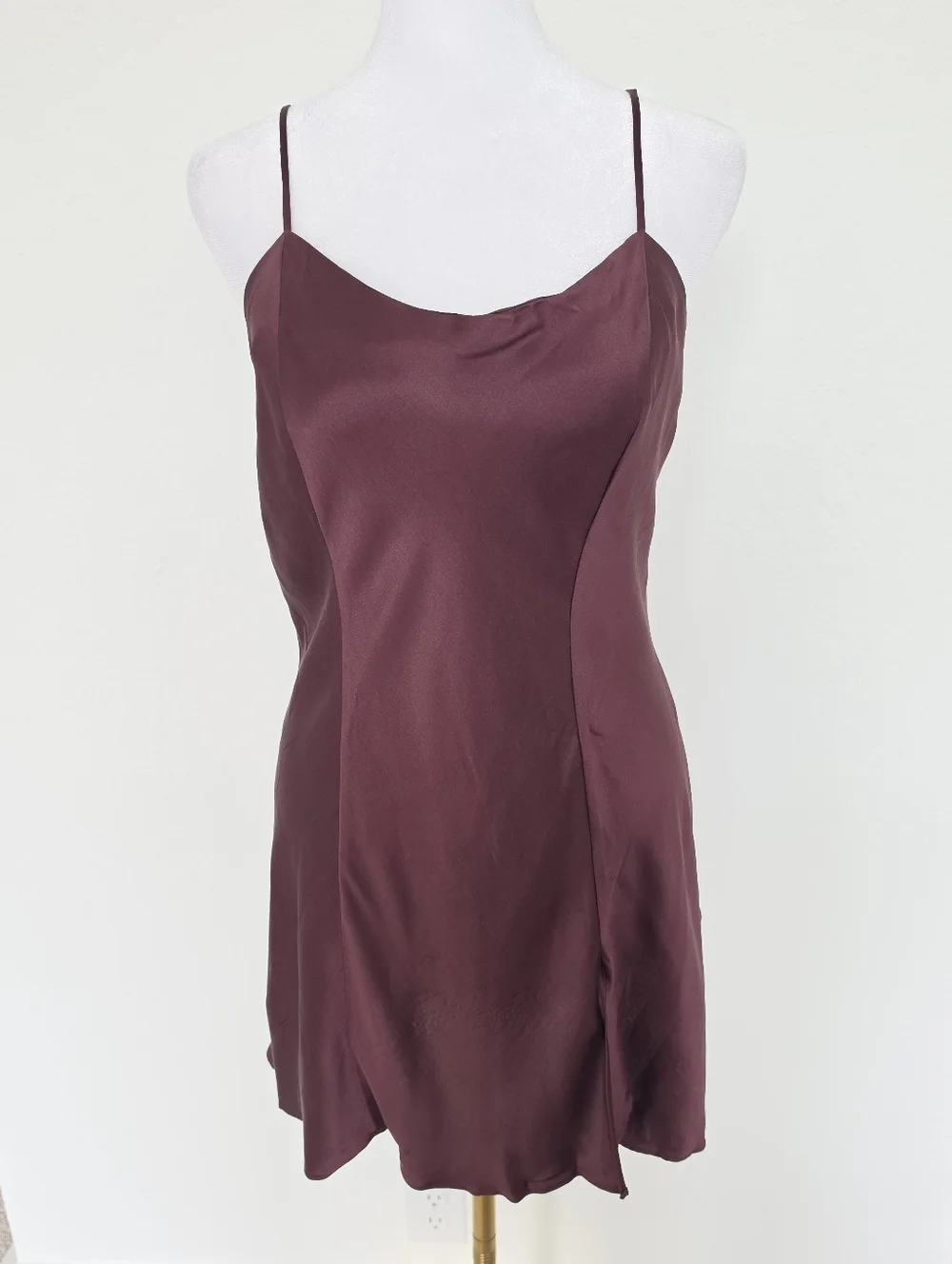 90's Vintage Victoria’s Secret 100% Silk Slip Dress Plum Burgundy Satin Cowl M